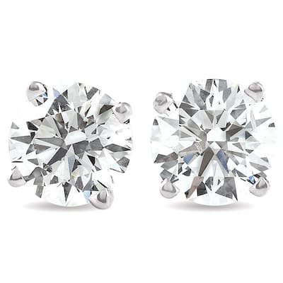 4 Ct T.W. Round Diamond Screw Back Studs White Gold Lab Grown