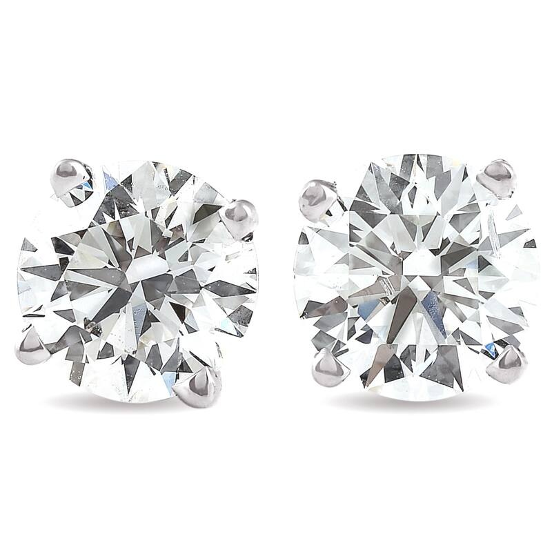 Certified 4 Ct TW Round Lab Grown Screw Back Studs White Gold