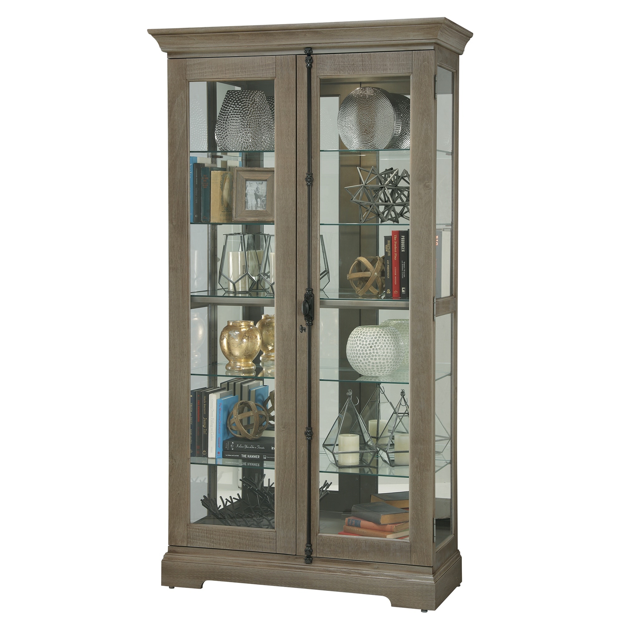 Shop Howard Miller Waylon Ii Modern Industrial Contemporary Medium Aged Wood Tall 6 Shelf Living Room Curio Cabinet Overstock 23449423