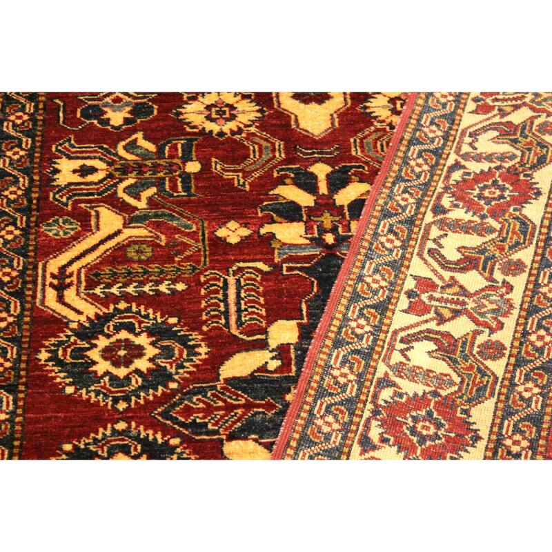 Tribal Super Kazak Sullivan Red/Gold Hand Knotted Wool Rug - 3'11'' x 6'2''