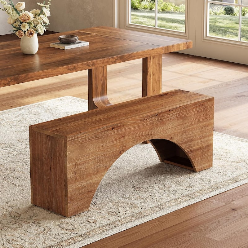 47" Solid Wood Bench, Arch Entryway/End of Bed Bench for Bedroom, Indoor Dining Bench - 47.24" W x 11.81" D x 17.72" H