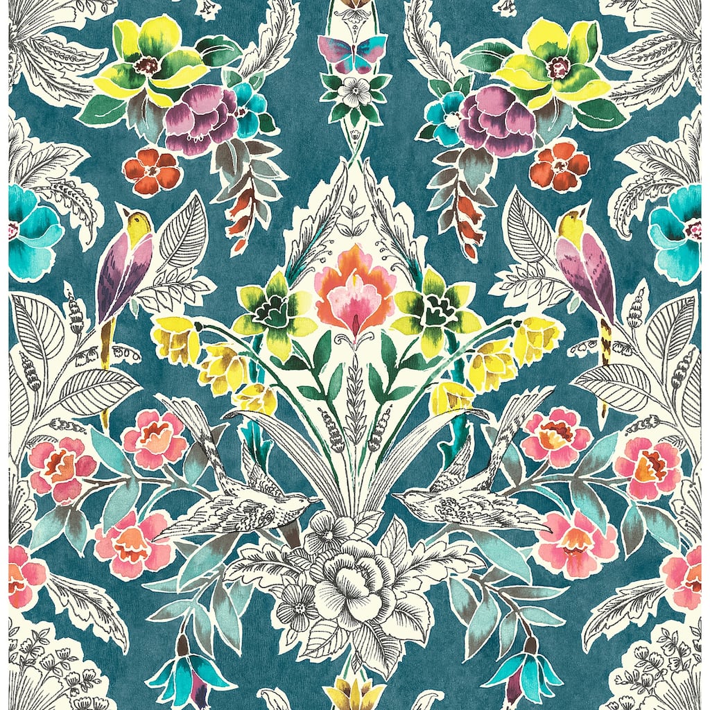 NuWallpaper Summer Love Teal Peel & Stick Wallpaper - 216in x 20.5in x 0.025in