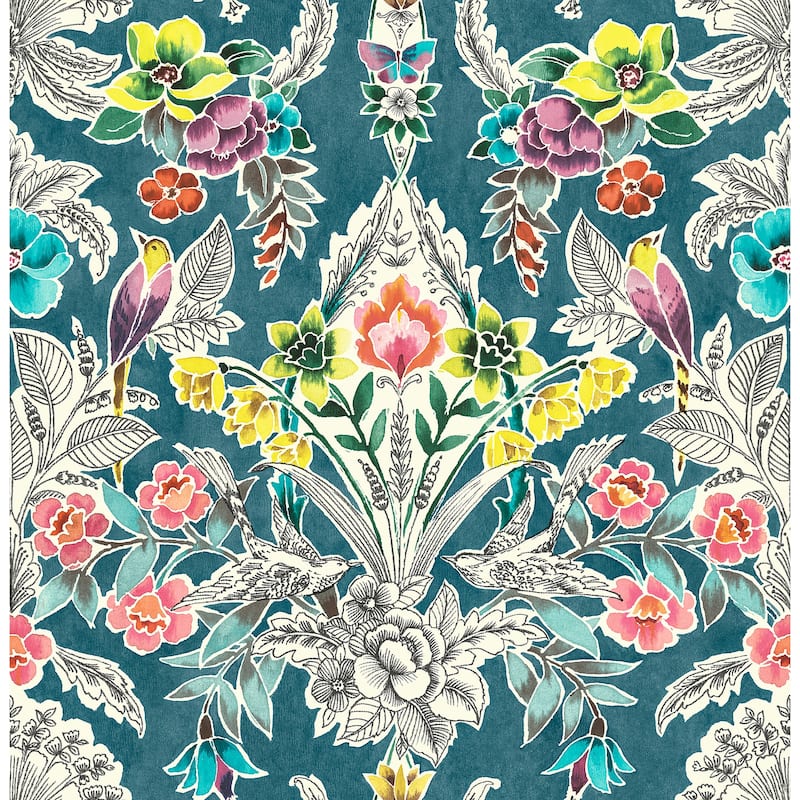 NuWallpaper Summer Love Teal Peel & Stick Wallpaper - 216in x 20.5in x 0.025in