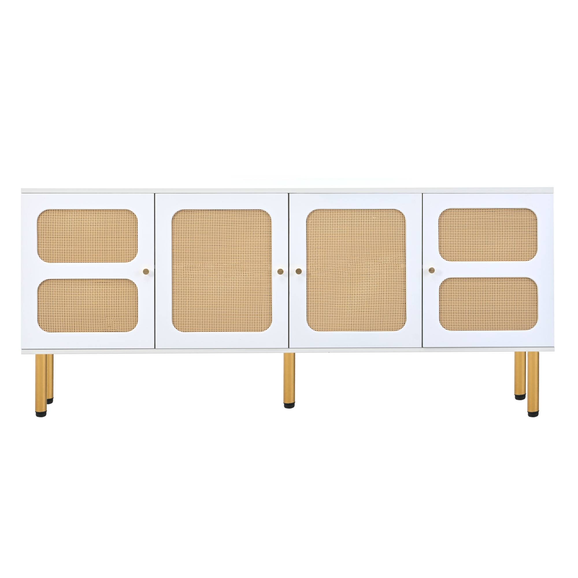 Console Table TV Stand Entryway Table with Rattan Door, Storage