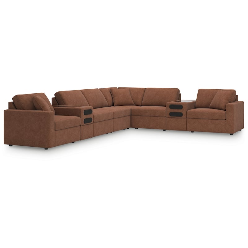 Signature Design by Ashley Modmax 8-Piece Sectional with Audio Consoles - 156" W x 124" D x 36" H - Orange