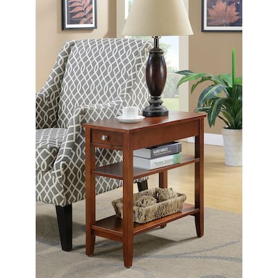 Classic End Table with Sturdy Wood Top, Storage Drawer, Lower Shelf and Rich Woodgrain Finish for Elegant Decor - 11.25
