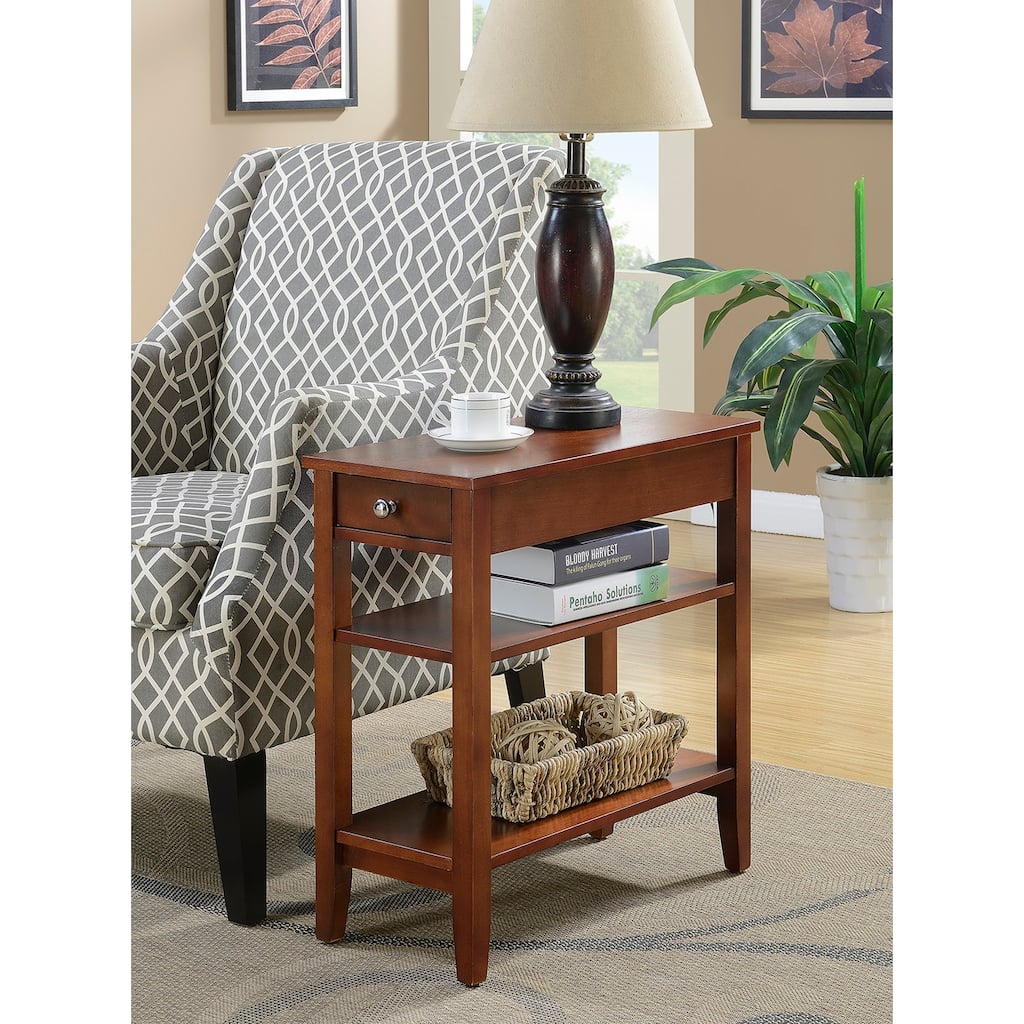 Classic End Table with Sturdy Wood Top, Storage Drawer, Lower Shelf and Rich Woodgrain Finish for Elegant Decor - 11.25