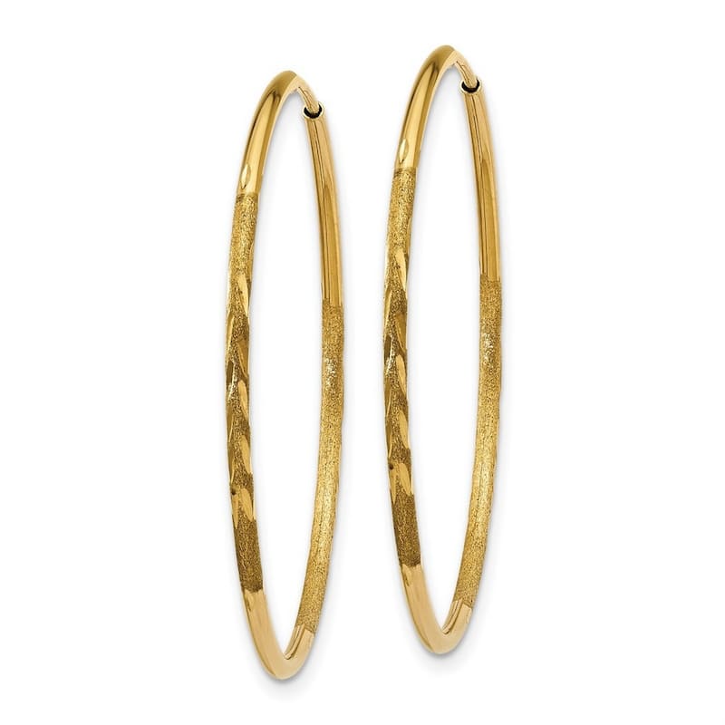 Curata 14k Yellow Gold Sparkle Cut Endless Hoop Earrings - 30x30mm
