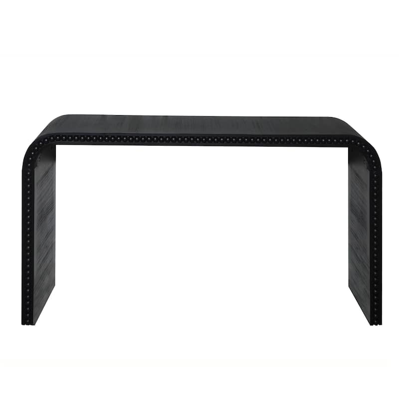 59" Black Wood Console Table with Wood Beads
