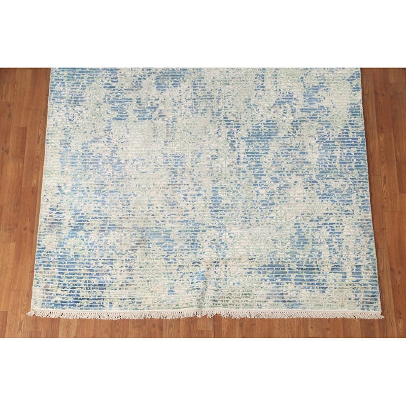 Striped Abstract Area Rug Hand-Knotted Wool Carpet - 5'7" x 7'6"