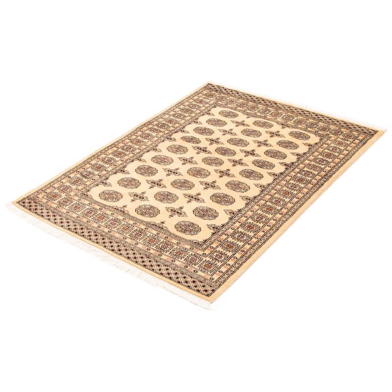 ECARPETGALLERY Hand-knotted Peshawar Bokhara Beige Wool Rug - 4'8 x 6'10