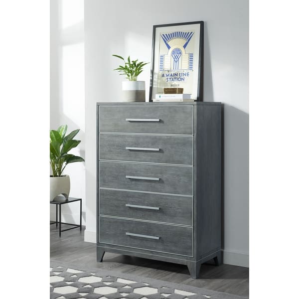 slide 2 of 4, Memphis 5 Drawer Chest in Slate Grey by Martin Svensson Home Slate Grey - 5-drawer