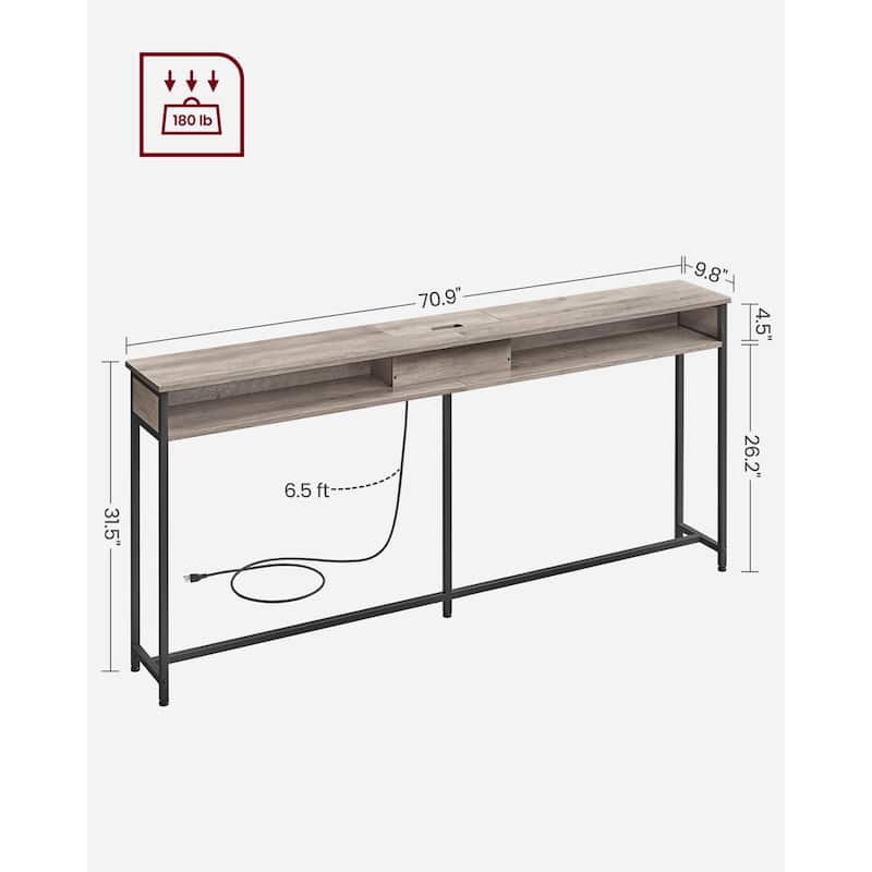 Charging Console Table with Outlets and USB Narrow Entryway Table for Hallway or Living Room