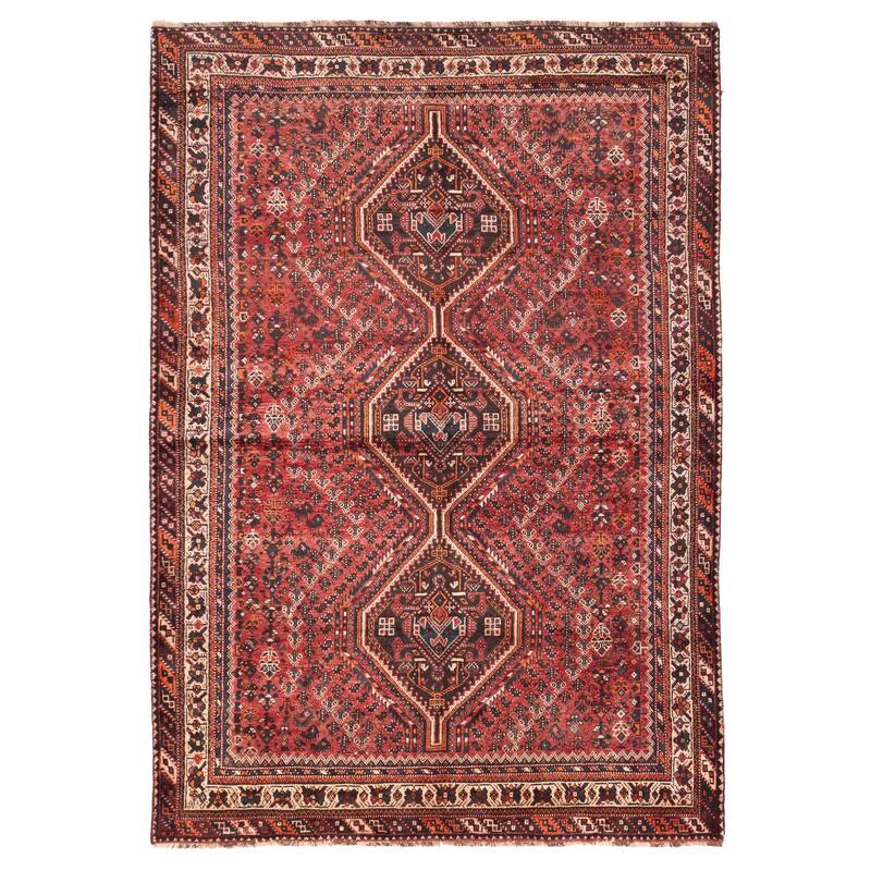 ECARPETGALLERY Hand-knotted Melis Vintage Red Wool Rug - 6'9 x 9'10