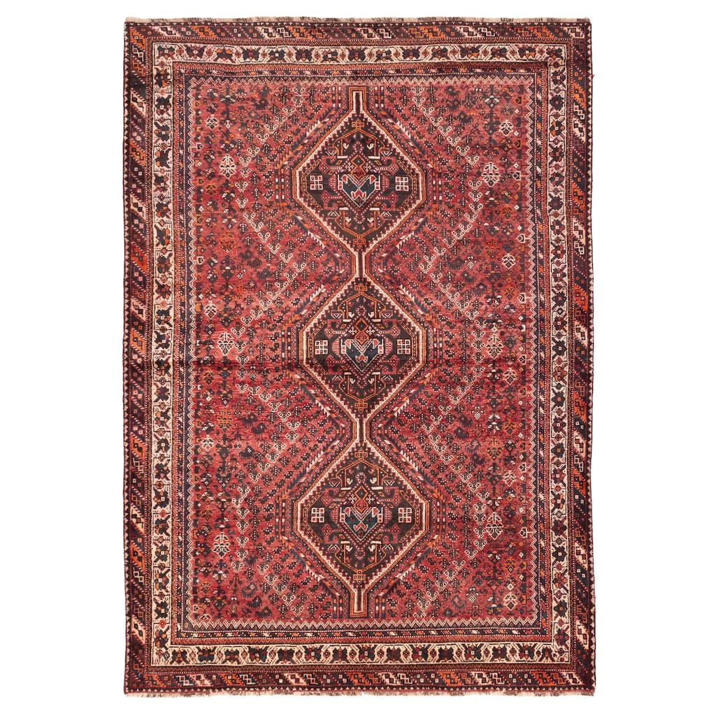 ECARPETGALLERY Hand-knotted Melis Vintage Red Wool Rug - 6'9 x 9'10