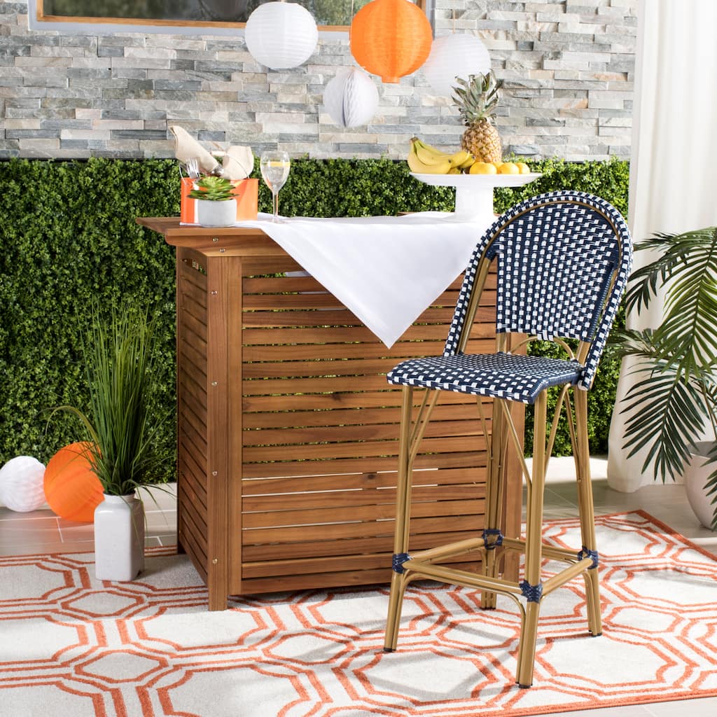 SAFAVIEH Outdoor Samara 30-inch Stacking Bistro Bar Stool (Fully Assembled) - 19Wx22Dx47H