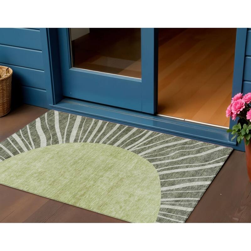 HomeRoots Abstract Transitional Rectangle Outdoor Rug - 3' x 5'