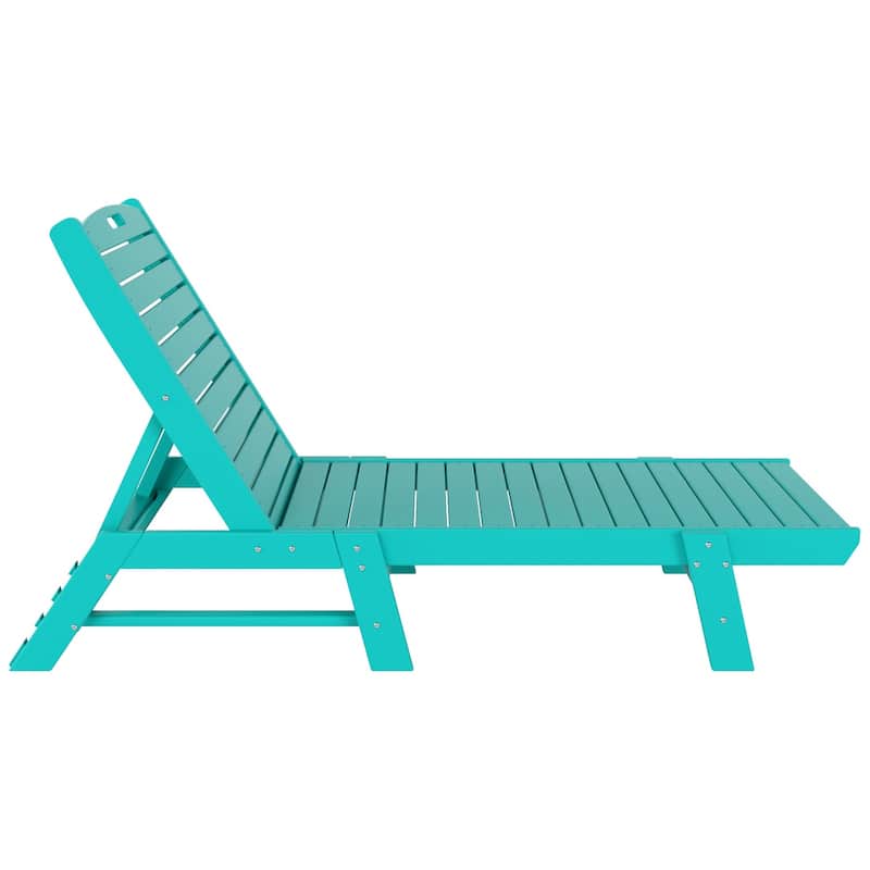 Laguna Hdpe All Weather Outdoor Patio Pool Reclining Armless Chaise Lounges With Side Table (2-Piece Set)