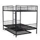 preview thumbnail 5 of 11, Full Over Full Metal Bunk Bed with Trundle, Black