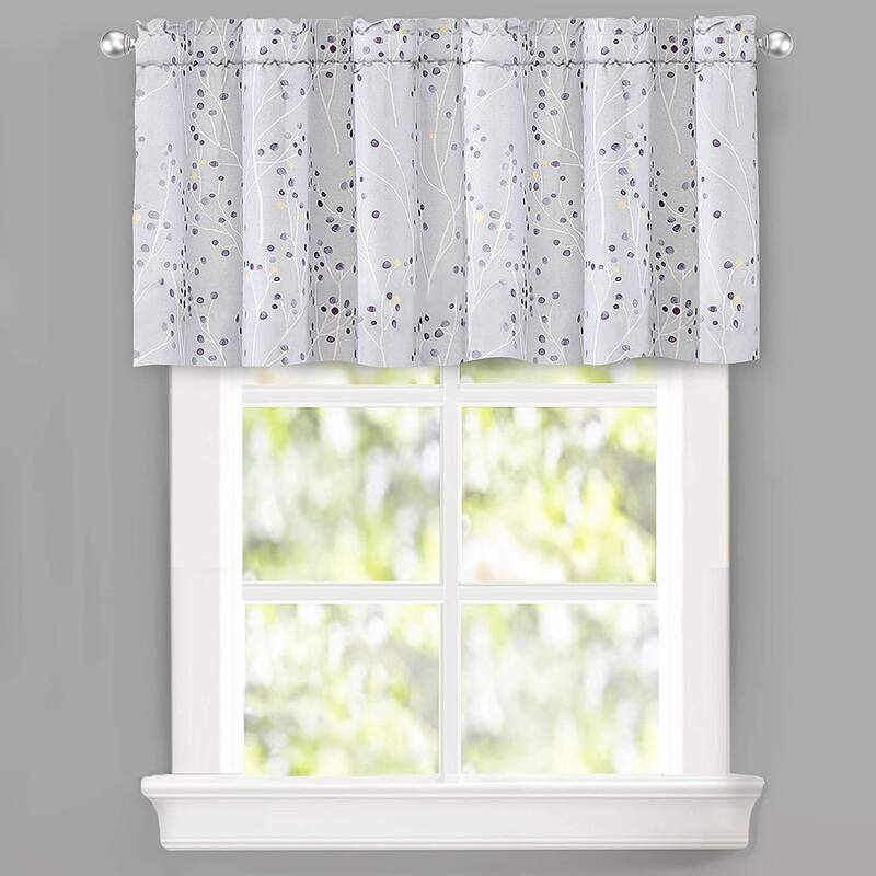 DriftAway Harper Ink Floral Pattern Window Treatment Valance 50 x 24 - 50" width x 24 " length - 50" width x 24 " length