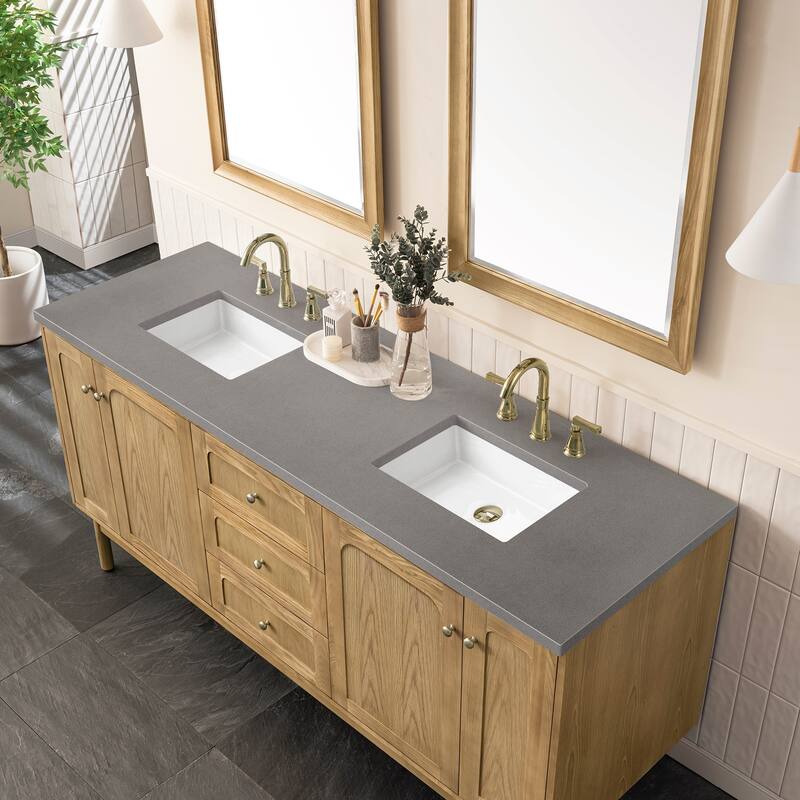 James Martin Vanities Laurent 72" Double Vanity, Light Natural Oak