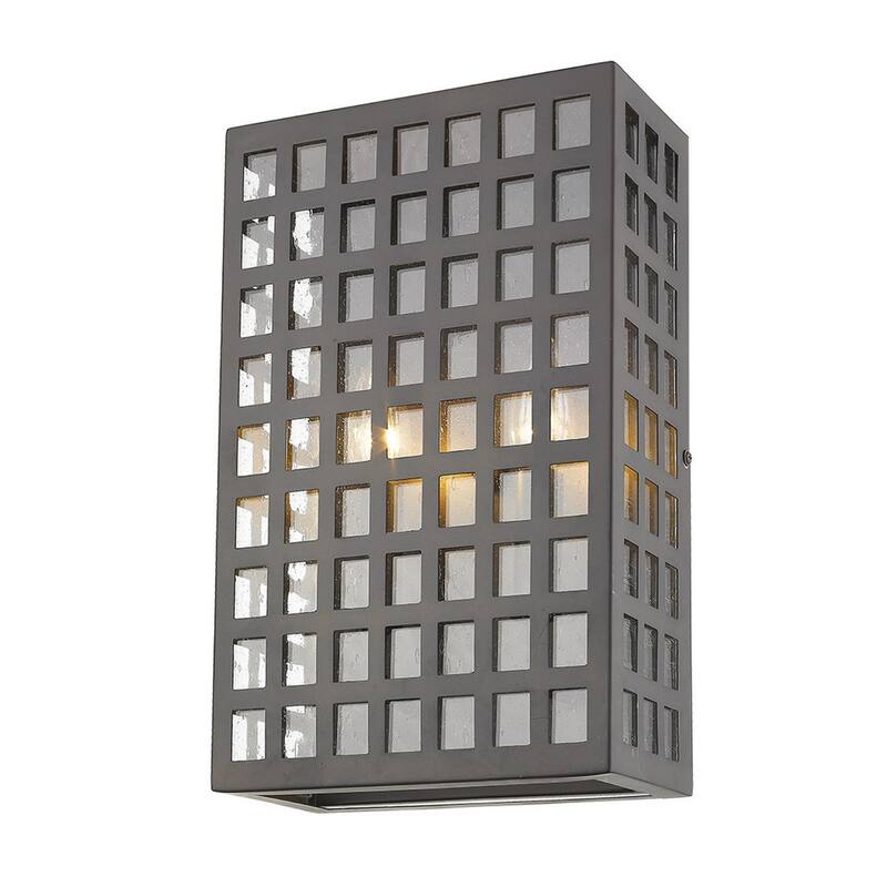 Steel LED Wall Light with Seedy Glass and Flush Mount - 4” x 8” x 13.25” (D x W x H)