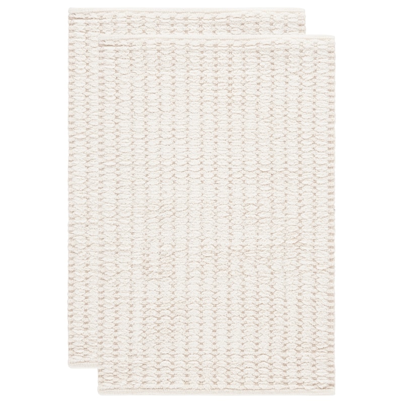 SAFAVIEH Home Oliva Textured Hatched 32"L x 20"W Bathmat Set of 2
