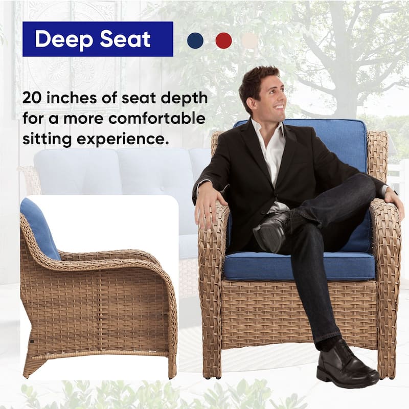 Gymojoy 3-Piece Outdoor Wicker Patio Furniture Chair Set, Rattan Coversation Set with Water Resistant Thick Cushions