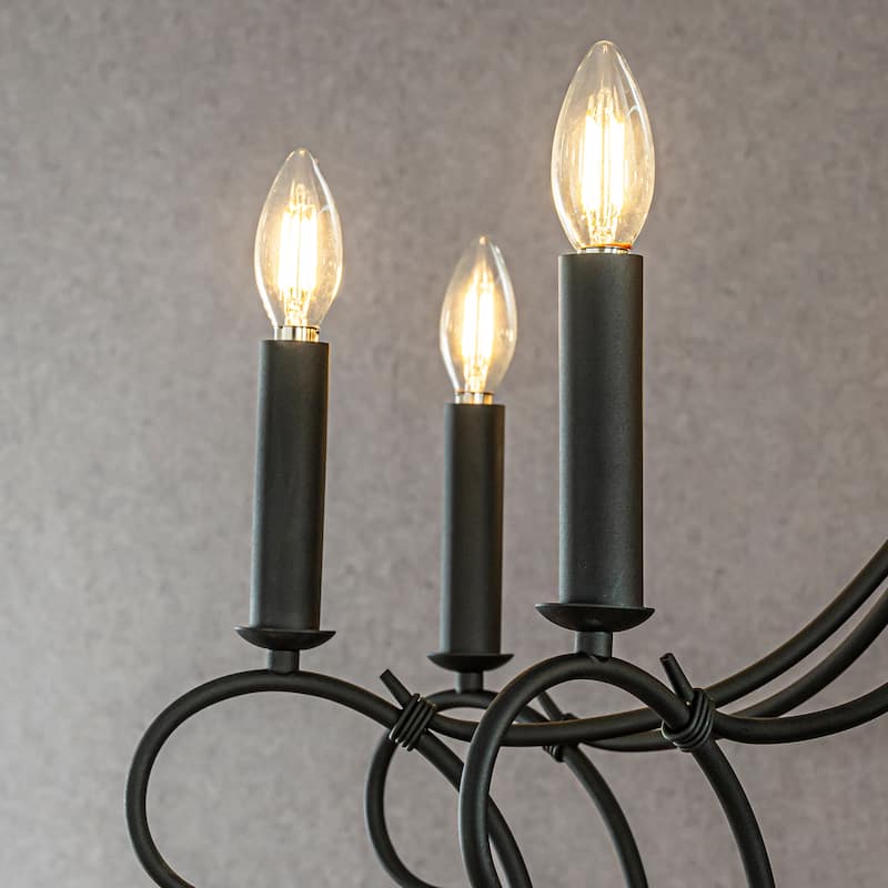 CraftHome 8-Light Modern Black Mid-Century Modern Candle Crystal Chandelier Vintage For Living Room Dining Room - W32''