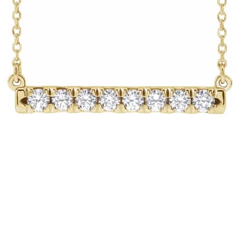Bliss Diamond 1/2Ct Bar Diamond Pendant Necklace in White or Yellow Gold Lab Grown - Yellow
