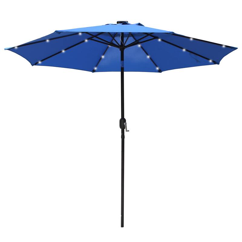 Maypex 9-foot Solar Led Lighted Patio Umbrella with Crank and Tilt