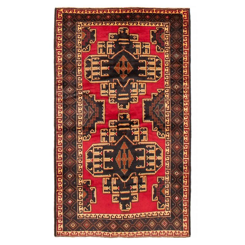 Teimani Red Rug 3'10" x 6'7" - 3'10 x 6'7 - Red - 3'10 x 6'7