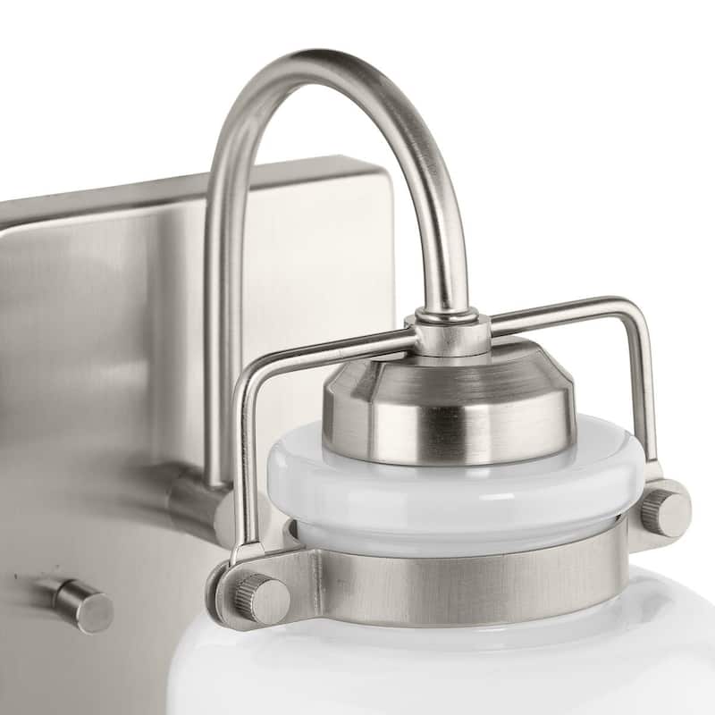 Fessler Collection One-Light Brushed Nickel Opal Glass Farmhouse Bath Light - 5 in x 7 in x 9 in