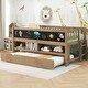 preview thumbnail 1 of 23, Twin Size Low Loft Bed with Trundle and Blackboard, Wooden Loft Bedframe with Storage Shelves and Ladder Walnut