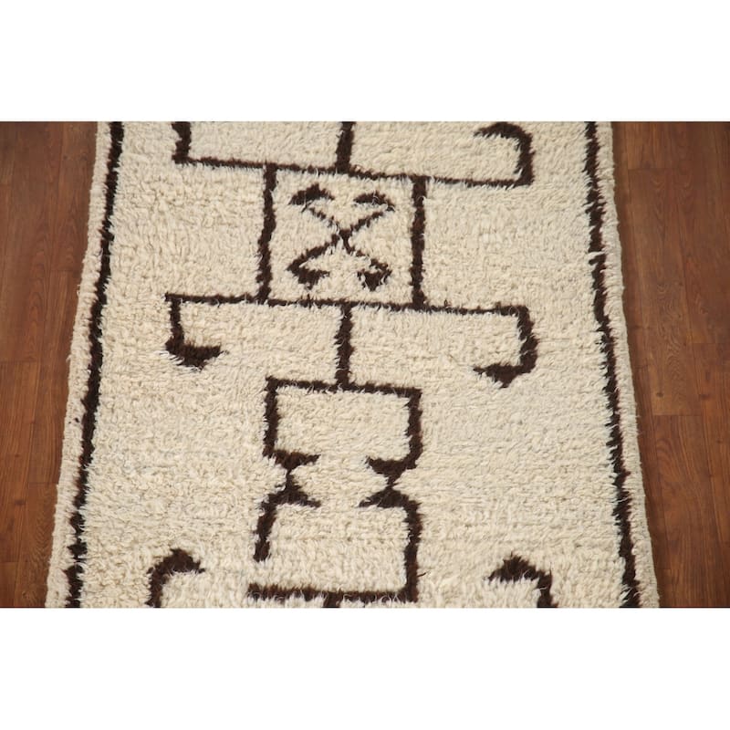 Beige Anatolian Runner Rug Handmade Turkish Wool Carpet - 3'3"x 9'7"