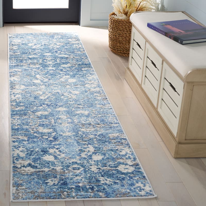 SAFAVIEH Shivan Chandita Floral Rug - 2'2" x 8' Runner - Blue/Ivory