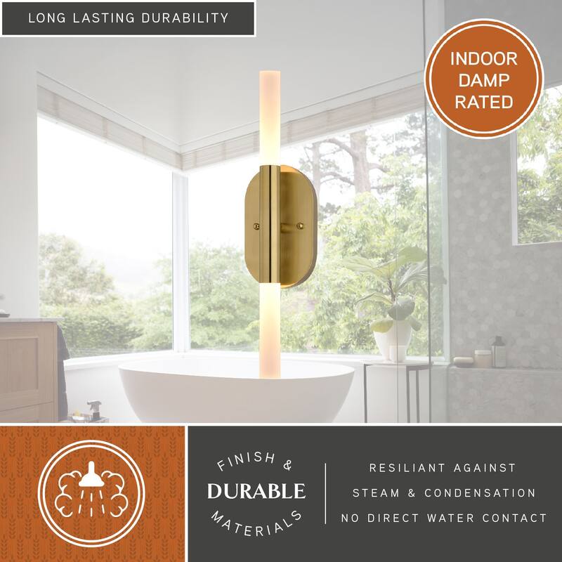 Fulton 2 Light Integrated LED Contemporary Bathroom Vanity Fixture White Shade
