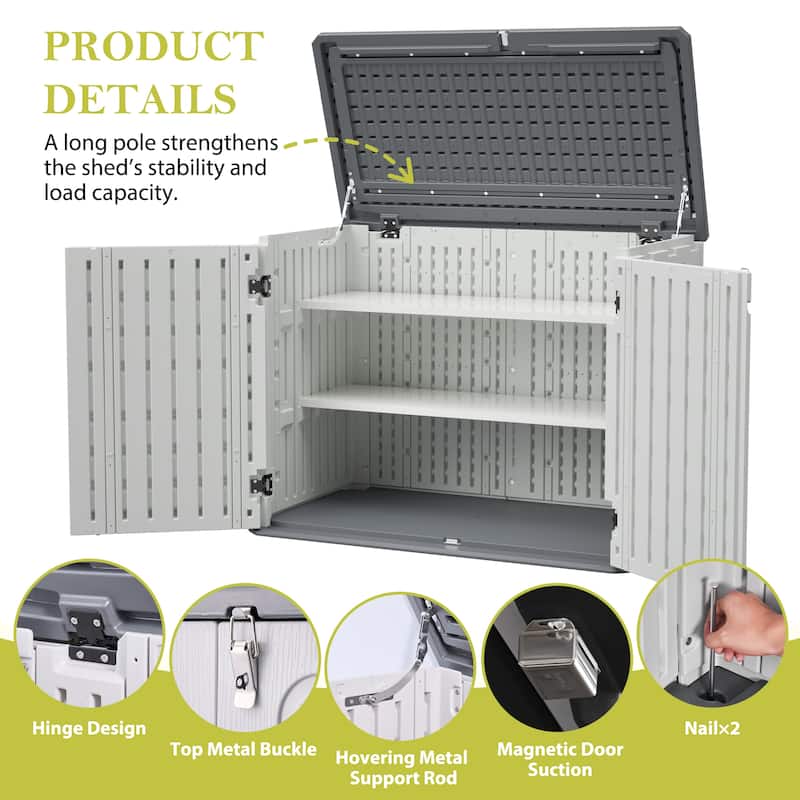 GDFStudio - Hayes Large Horizontal Lockable Outdoor Storage Shed with Removable Shelf