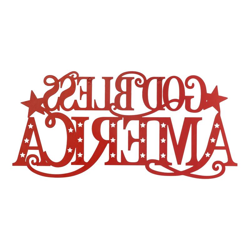 Glitzhome 24"L Americana Metal GOD BLESS AMERICA Wall Decor