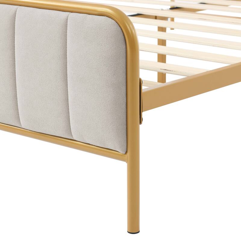 Queen Upholstered Bed Frame with Tufted Headboard