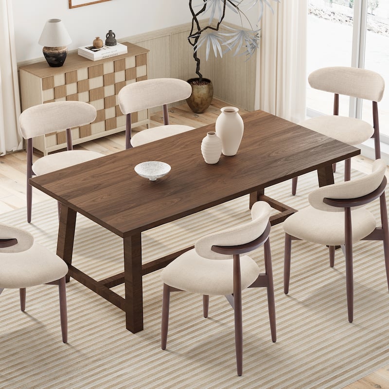 Modern Fabric Upholstered Kitchen Side Chairs, Farmhouse Dining Room Chair with Foot Pegs