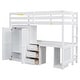 preview thumbnail 12 of 16, Twin Loft Bed wStairs and Desk, Wardrobe and Storage Drawers, White