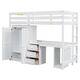 preview thumbnail 5 of 15, Wood Twin Size Loft Bed with Desk & Wardrobe, Space-Saving High Loft Bed Frame with Storage Drawers for Kids Teens Adults, White