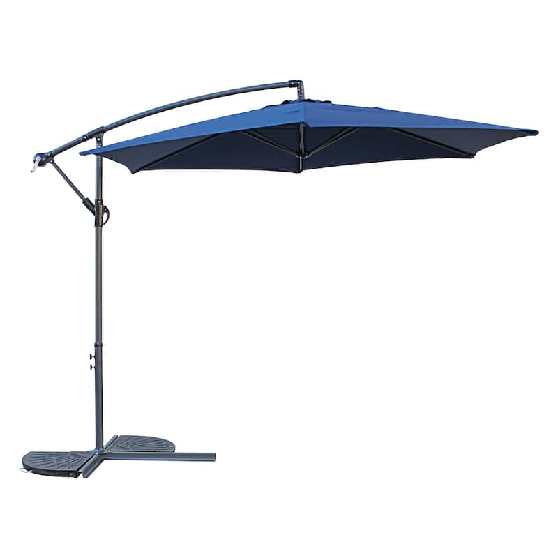 St. Kitts 10-foot Aluminum Cantilever Umbrella - Navy Blue