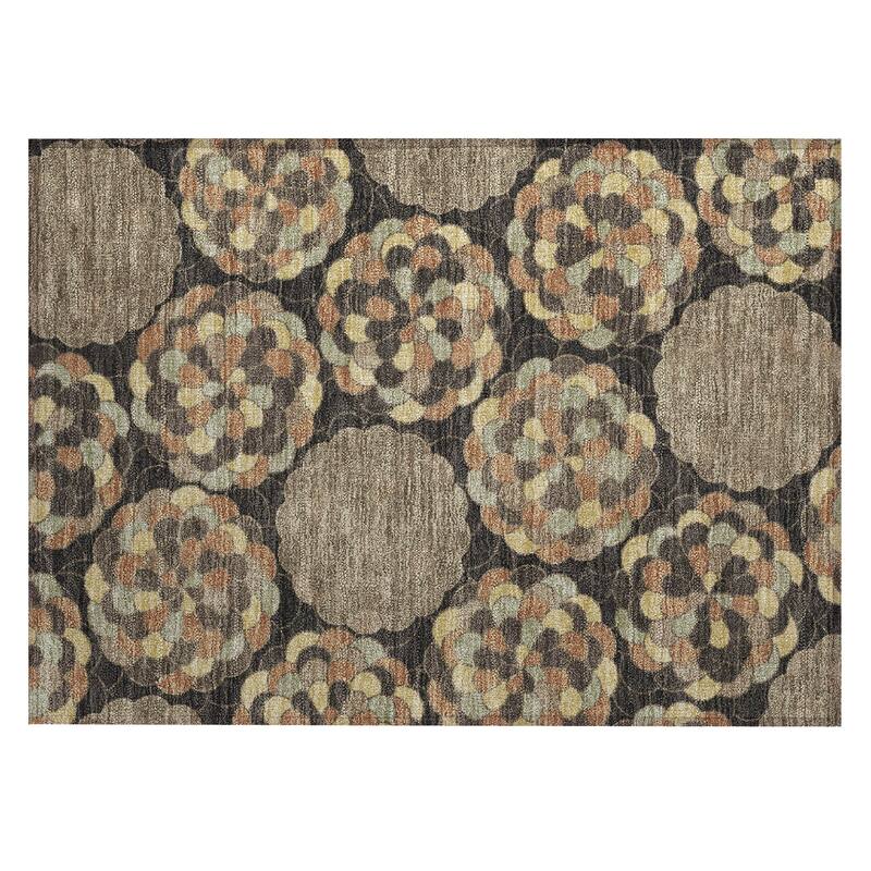 Machine Washable Indoor/ Outdoor Mosaic Cluster Chantille Rug