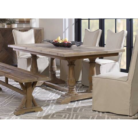 Uttermost Stratford 76" Farmhouse 100% Reclaimed Wood Rustic Dining - Grey Wash