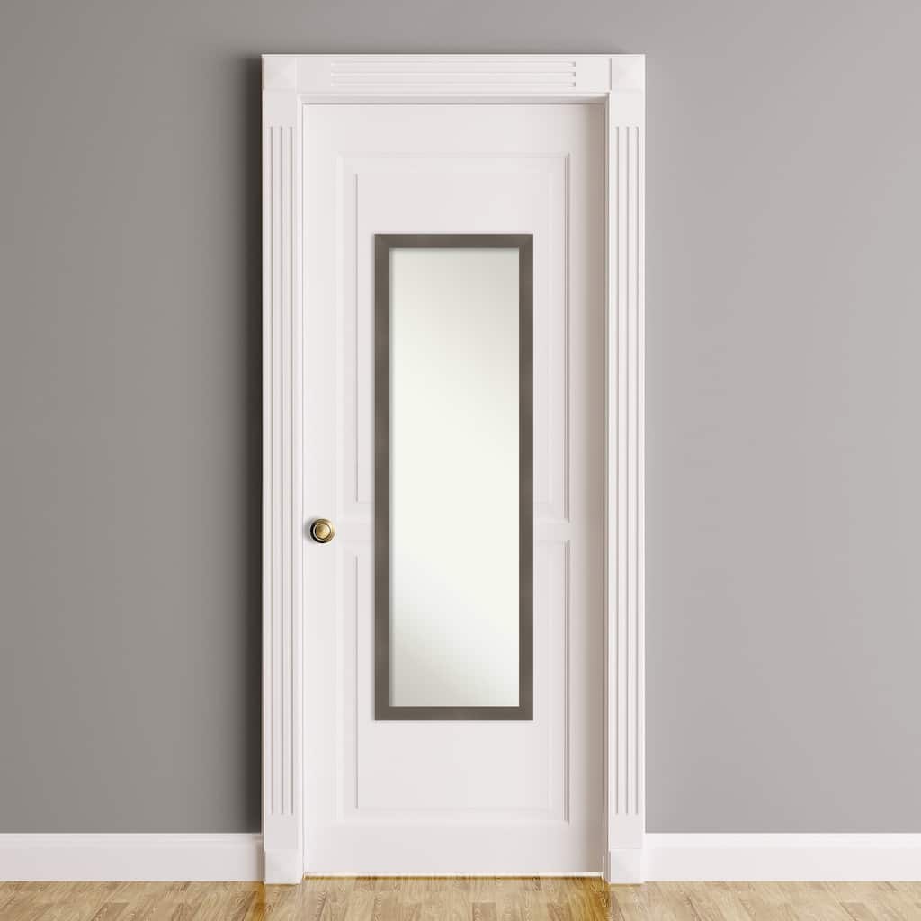 Edwin Non-Beveled Wood Framed Full-Length On the Door Mirror - Glass Size 14x48