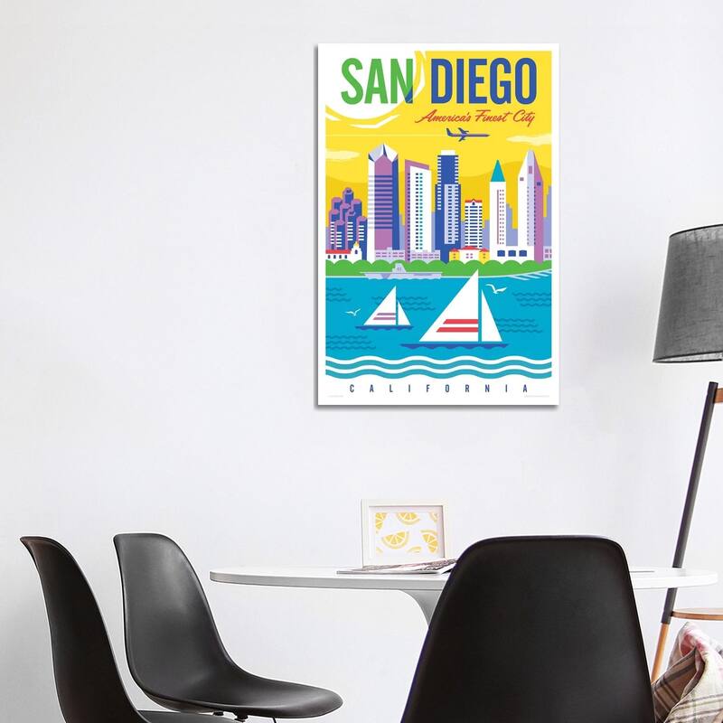 iCanvas "San Diego Travel Poster" by Jim Zahniser Canvas Print - 40x26x1.5