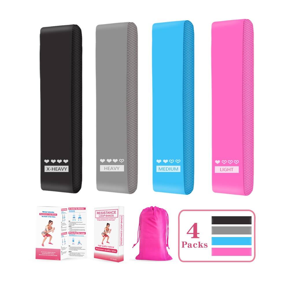 Moda Resistance Loop Exercise Body Bands Set of 4 Pieces with Carry Bag