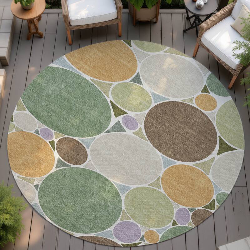Machine Washable Indoor/ Outdoor Contemporary Rowan Chantille Rug - Basil - 8' x 8'